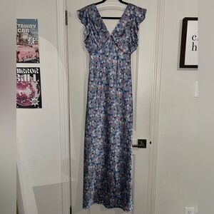 Altar'd State Blue and Pink Floral Maxi Dress